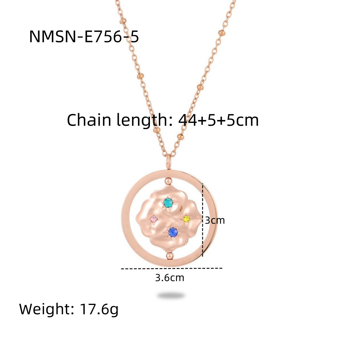 Collana alla moda in stile OL con motivi geometrici in acciaio inossidabile e stelle in zirconia colorata, catena maglione in acciaio al titanio ipoallergenico