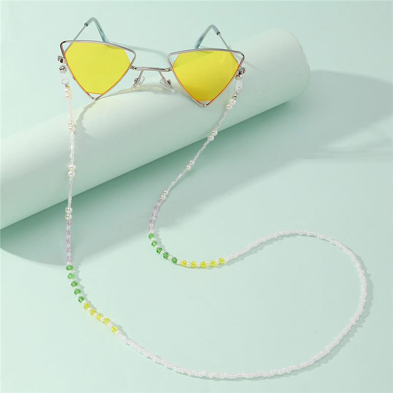 Catena per Occhiali da Bambina con Design a Perline Viola Gialle Verdi Cordoncino Antismarrimento in Resina per Occhiali