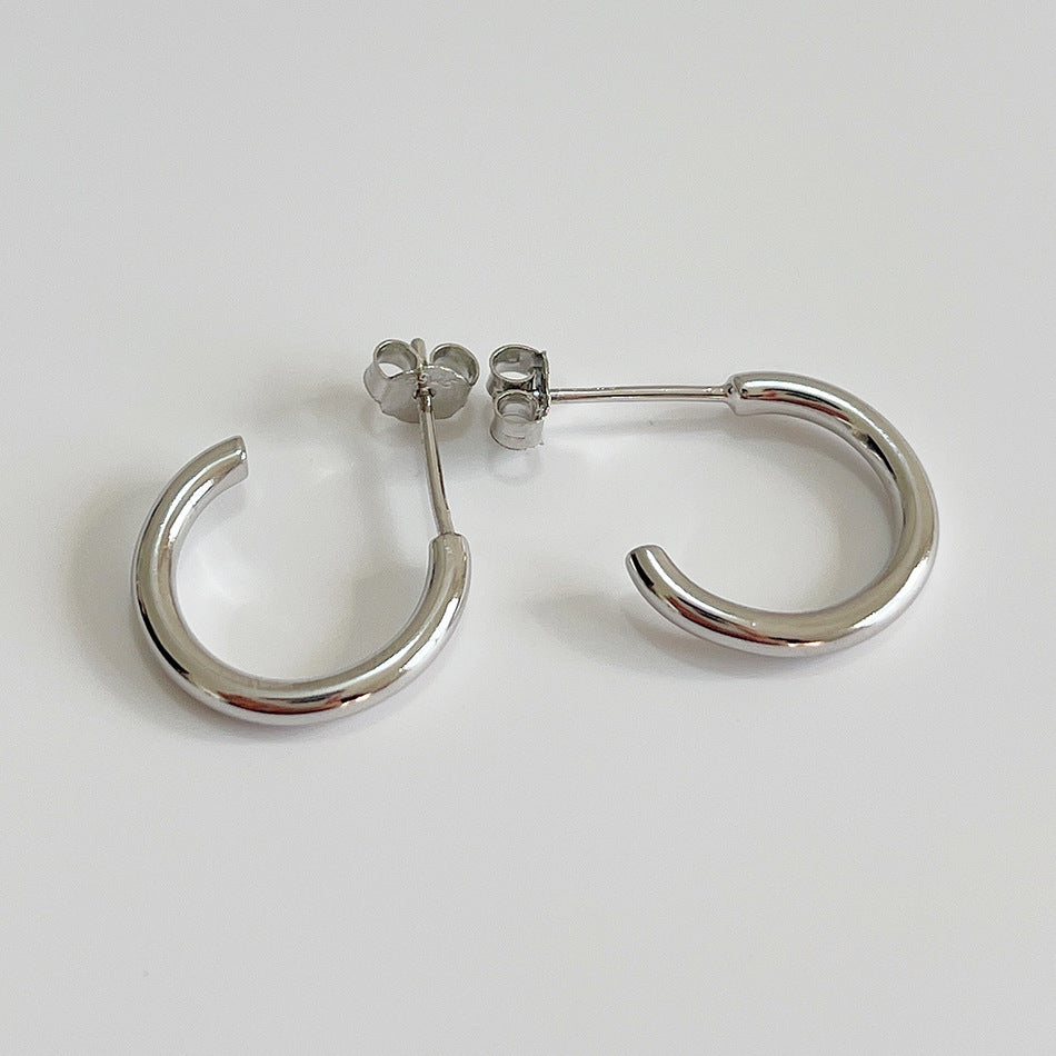 Orecchini a perno geometrici a semicerchio in argento sterling 925