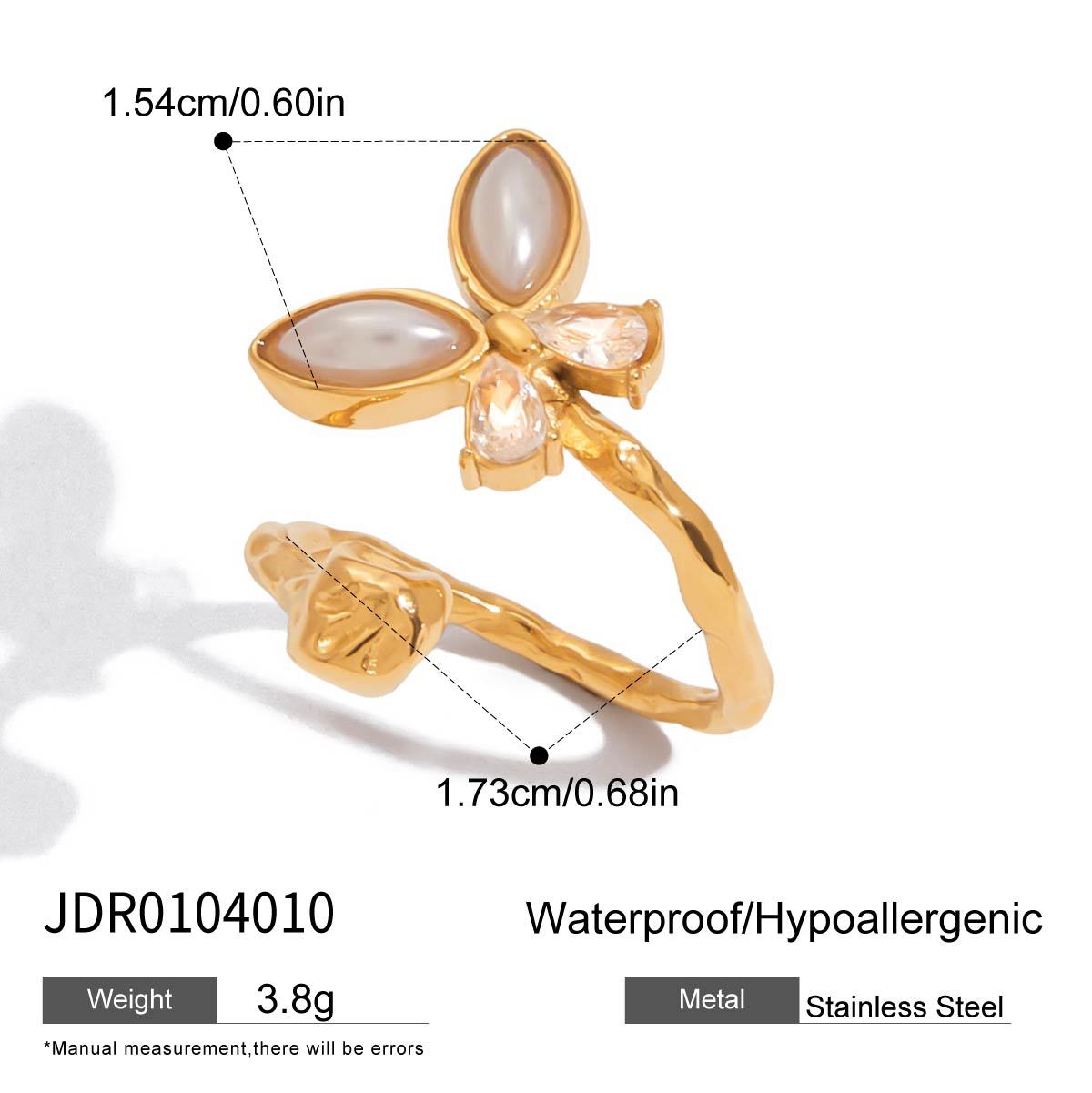 Anello in acciaio inossidabile a forma di farfalla con finitura placcata per donna, accessorio di moda dal design geometrico con tocco lussuoso e minimalista