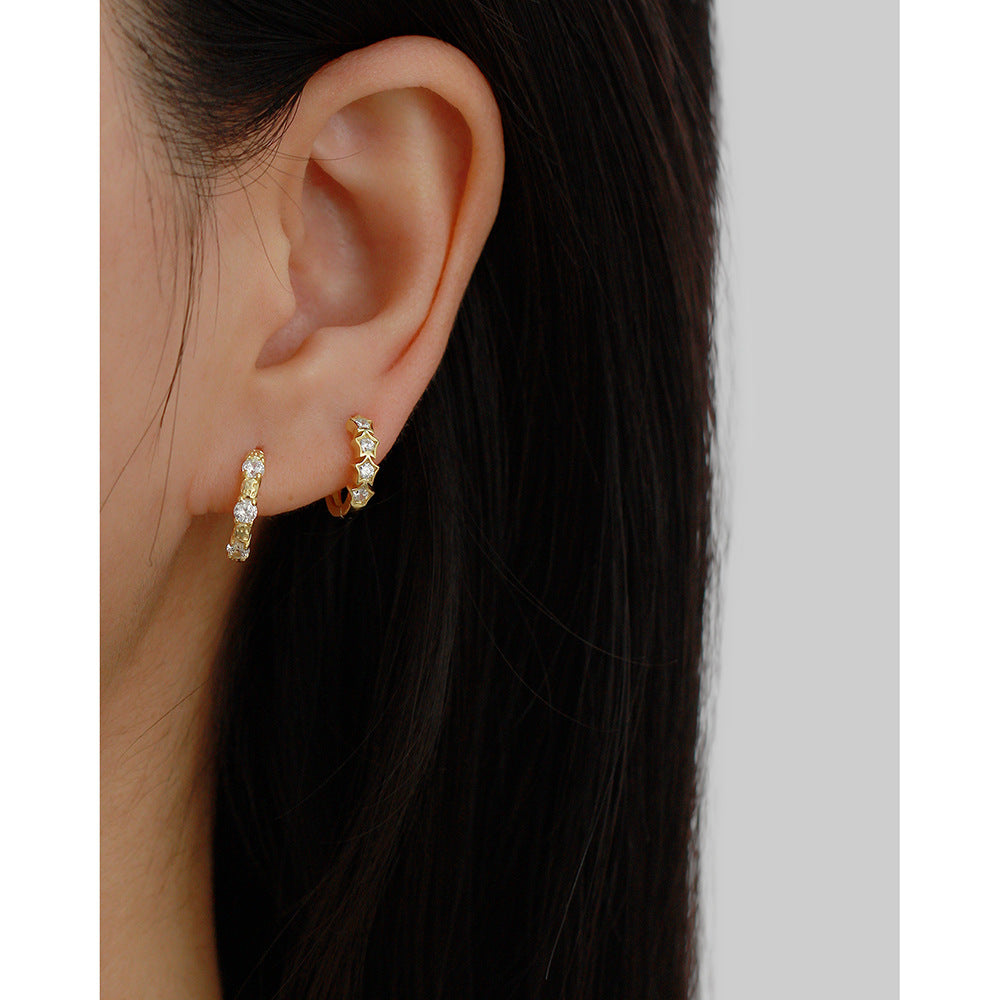 Pendientes Minimalistas Geométricos S925 de Plata de Ley con Diamantes de Imitación para Mujer