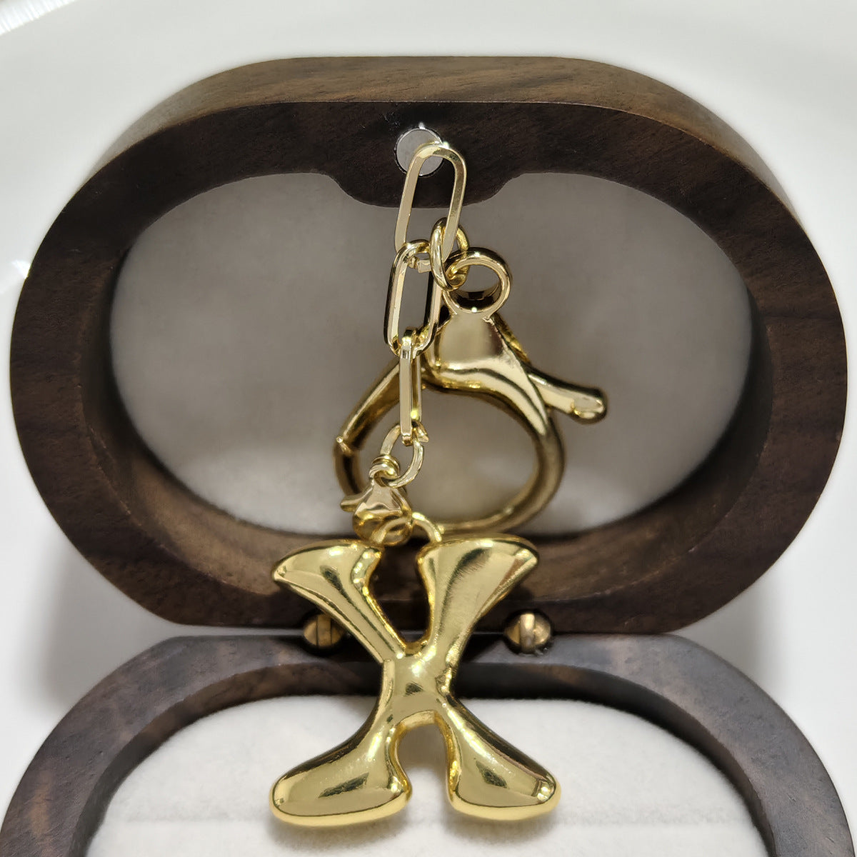 Minimalist 18K Gold Plated Letter Pendant Keychain for Brass