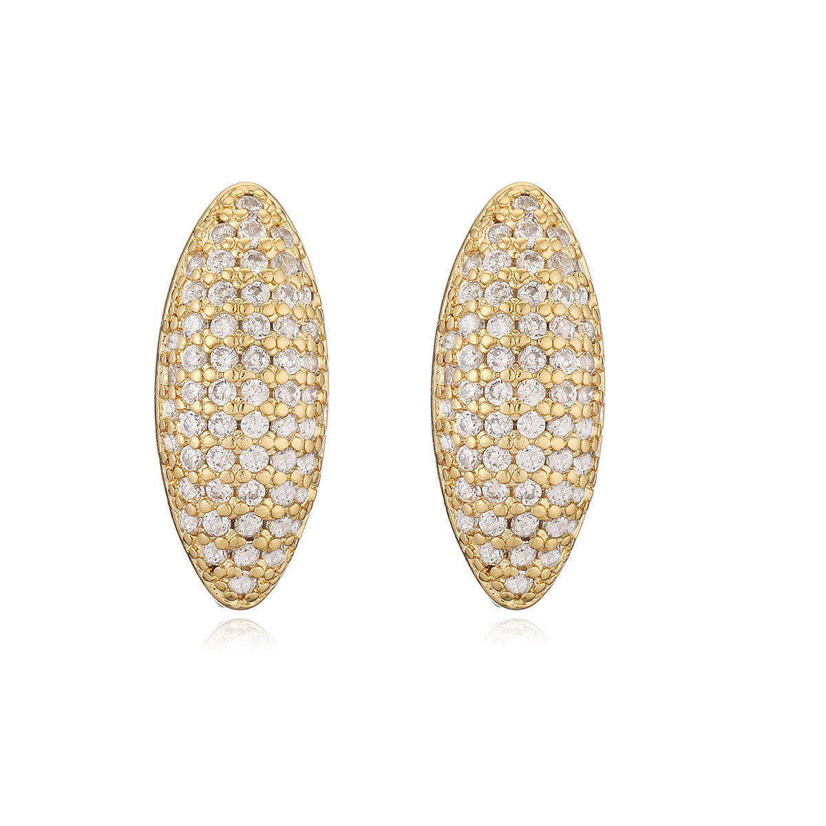 Orecchini Geometrici da Donna in Rame con Placcatura in Oro 18K e Intarsio di Zirconi