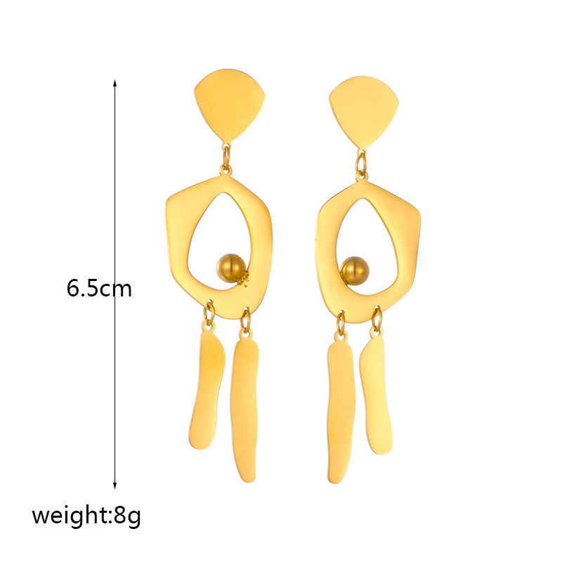 Minimalist Geometric Irregular Round Pendant Earrings in Titanium Steel with Plated Finish for Women