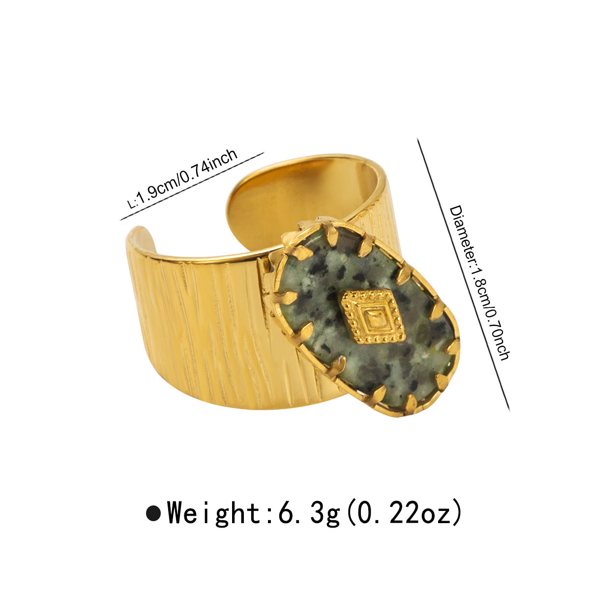 Vintage Ethnic Style Heart-Shaped Stainless Steel Adjustable Ring with Turquoise and Shell Inlay