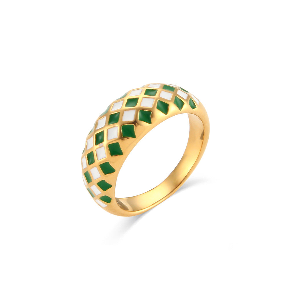 Anillo de acero inoxidable geométrico minimalista de moda con acabado chapado para mujer