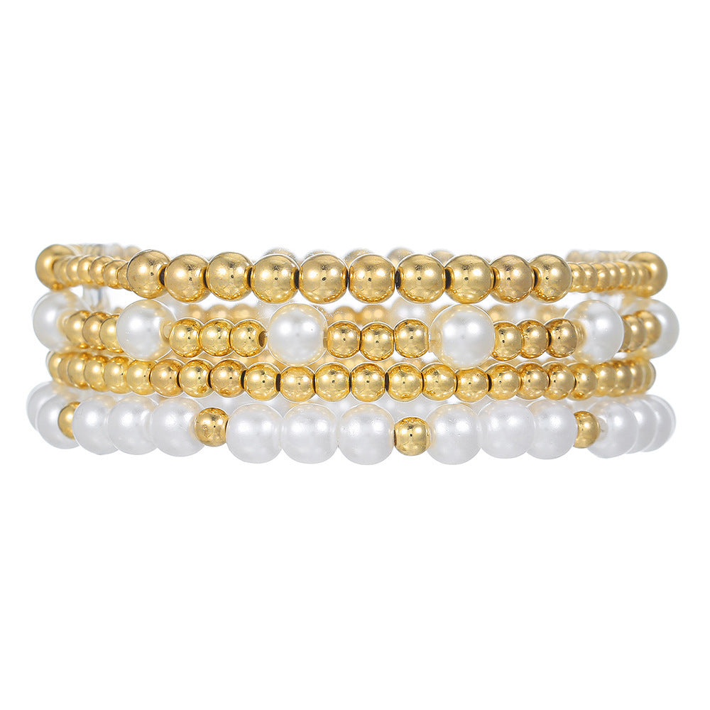 Fashion Round Cross Beaded Stretch Bracelet for Women