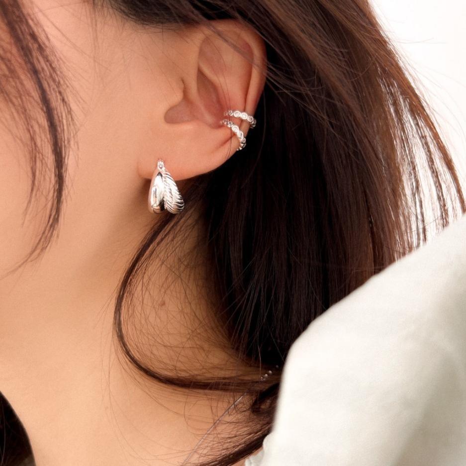 Pendientes minimalistas geométricos de doble arco para mujer en plata de ley 925 con acabado chapado