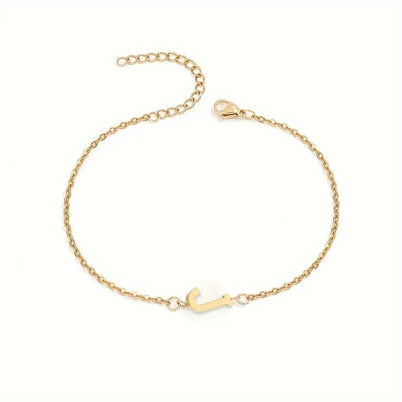 Braccialetto Minimalista con Lettera in Acciaio Inossidabile Placcato Oro Unisex A-Z