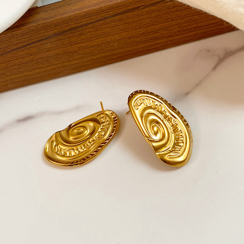 Abstract Ear Shaped Titanium Steel Plated Stud Earrings for Women