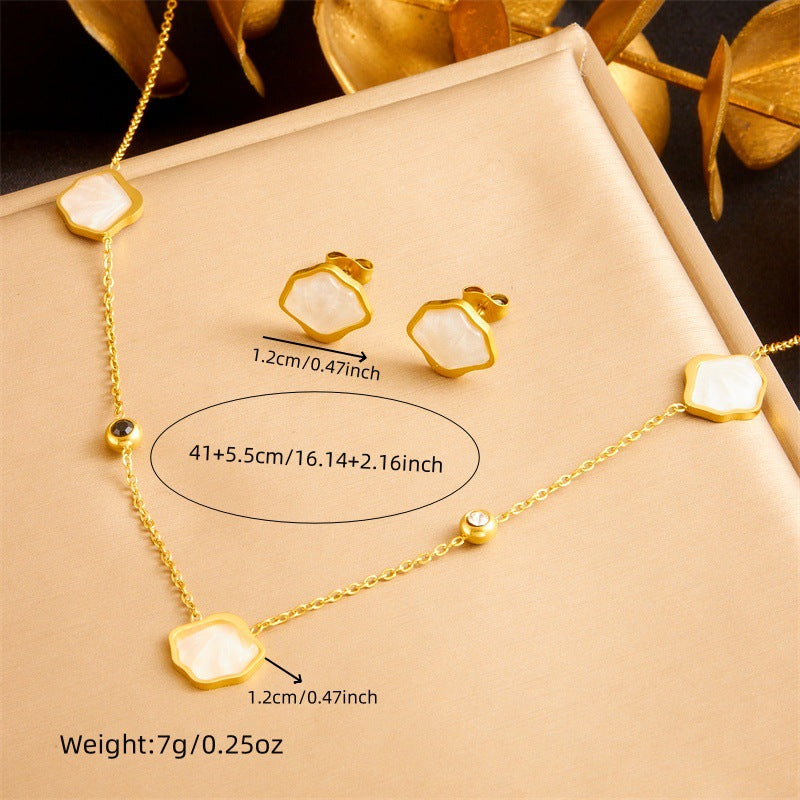 Elegant Business Stainless Steel Plated Marine Life Shell Jewelry Set for Women