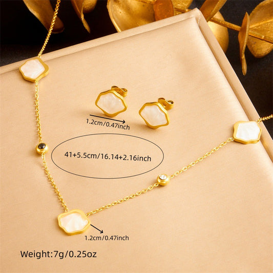 Elegant Business Stainless Steel Plated Marine Life Shell Jewelry Set for Women