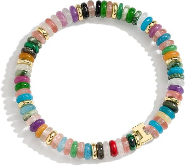Bohemian Sweet Natural Gemstone Letter Beaded Bracelet for Women