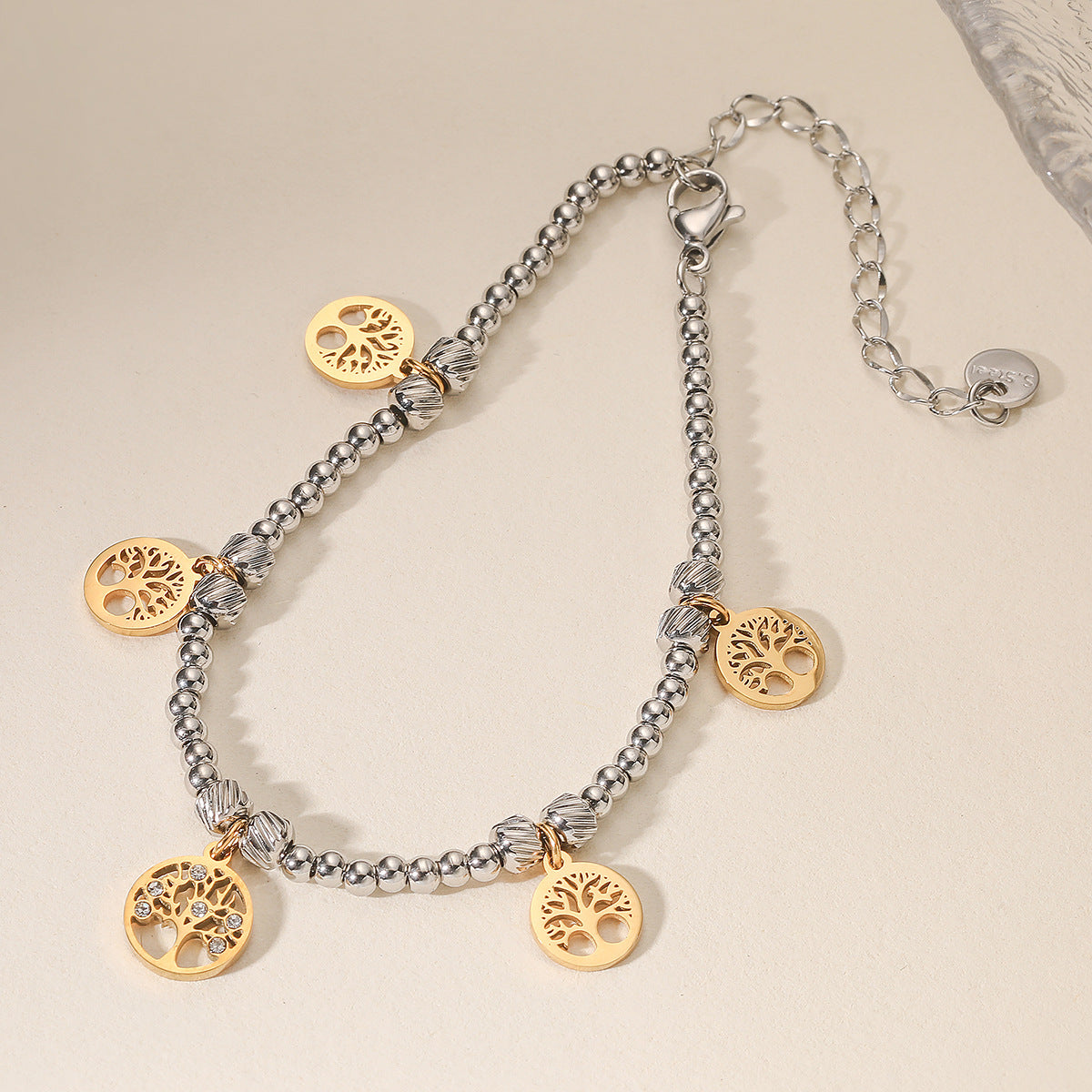 Color Block Geometric Stainless Steel Plated Bracelet with Cubic Zirconia for Women