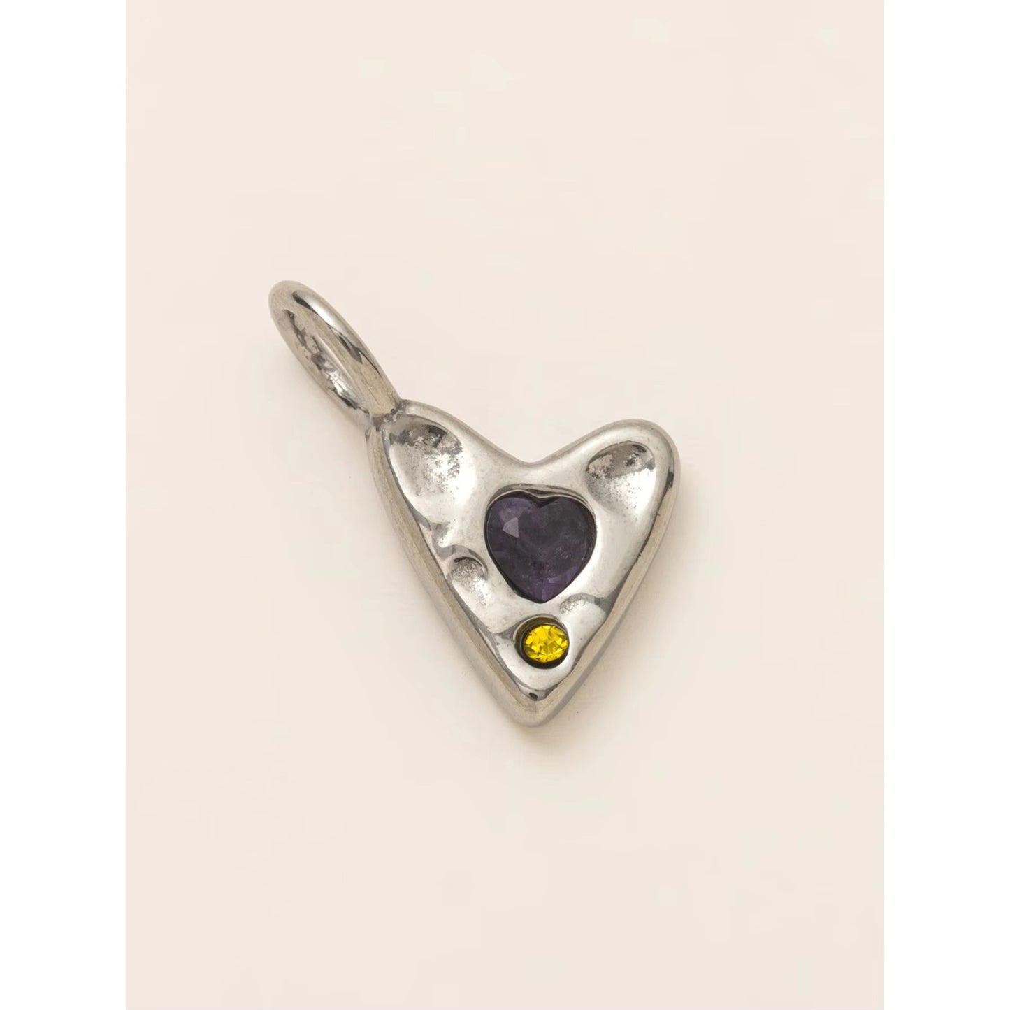 18K Gold Plated Stainless Steel Heart Charm Bar PVD Coated Pendant