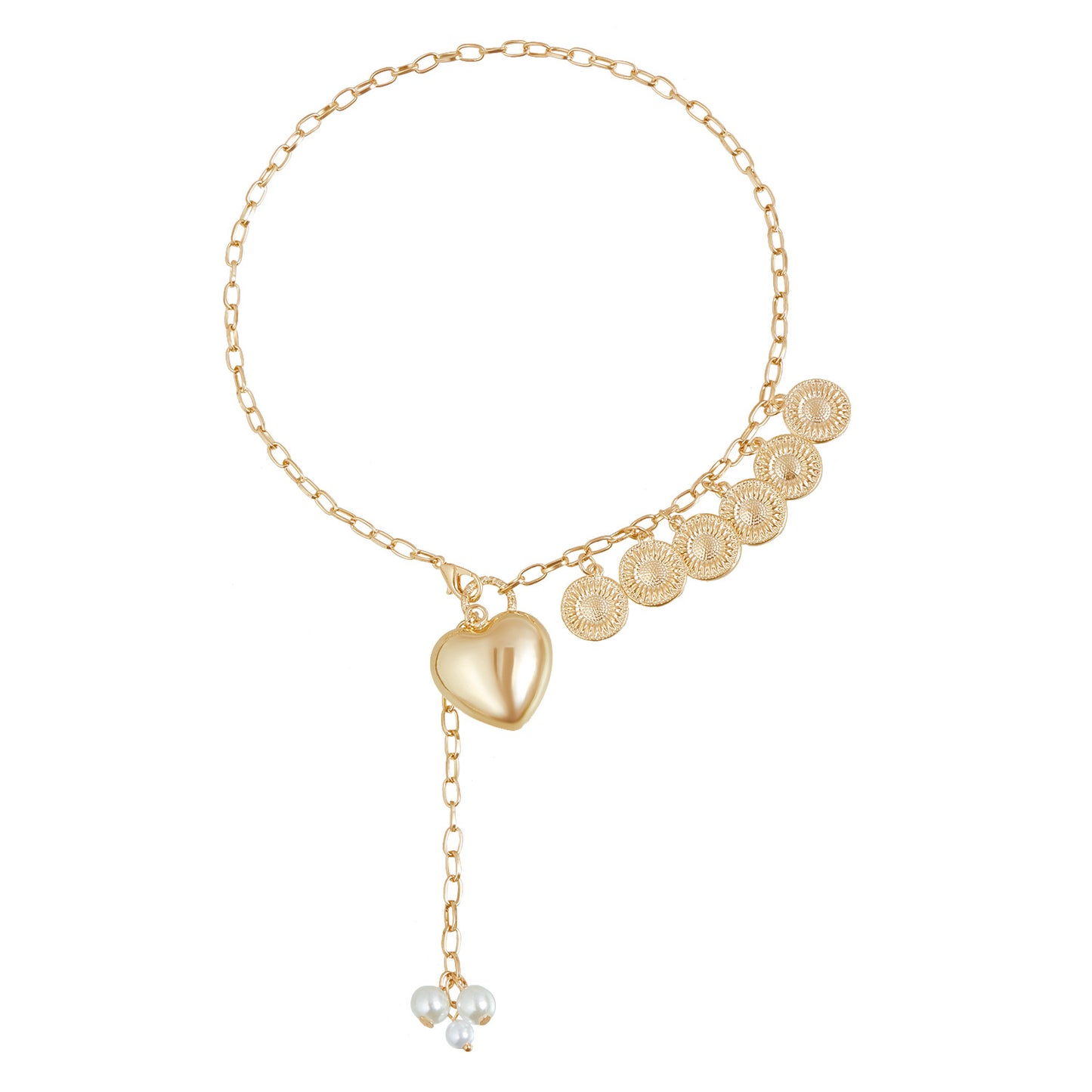 Fashionable Heart-Shaped Pendant Necklace for Women with Electroplated Alloy Charm and Resin Chain in Geometric U-Shape Design