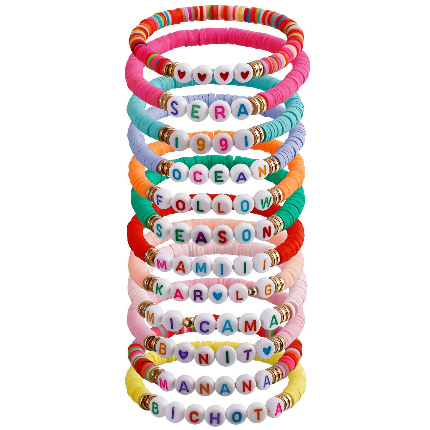 Set di bracciali da donna in stile geometrico con perle finte e finitura placcata