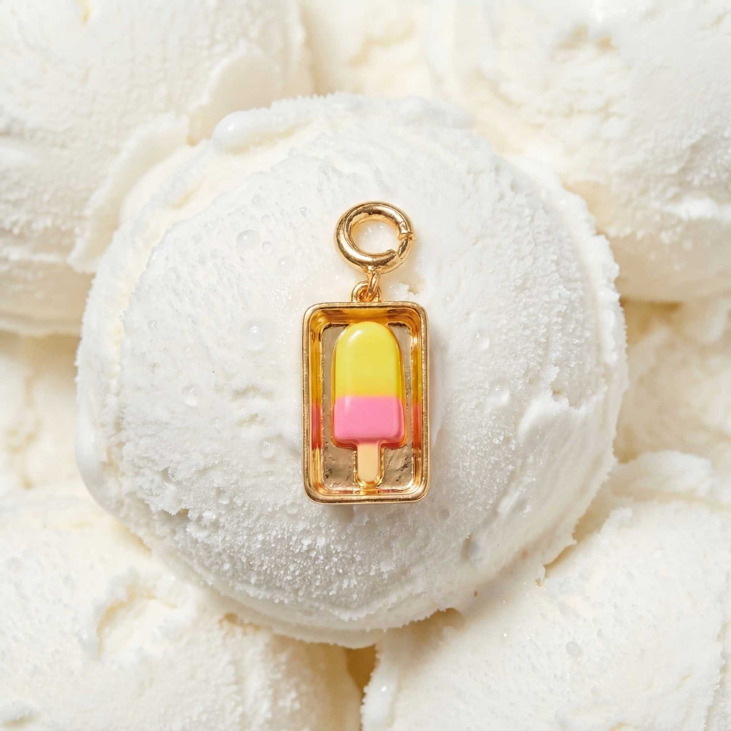 Vintage 18K Gold Plated Stainless Steel Geometric Ice Cream Charm Bar for Women