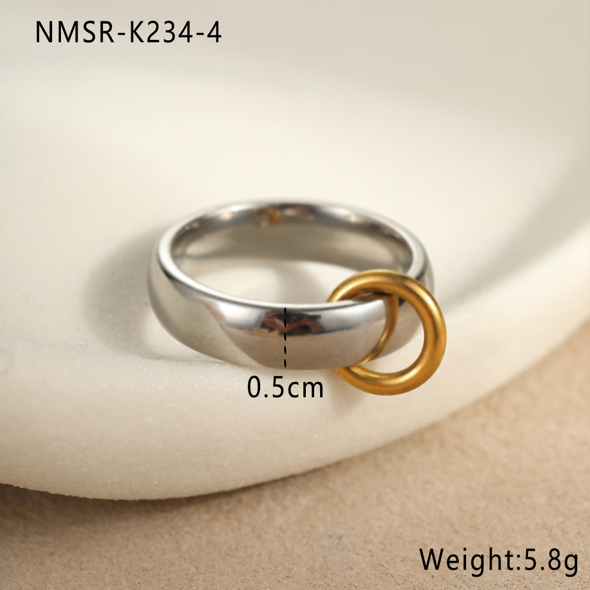 Anillo minimalista geométrico de acero inoxidable con baño de oro de 18 quilates para mujer, banda ajustable apilable