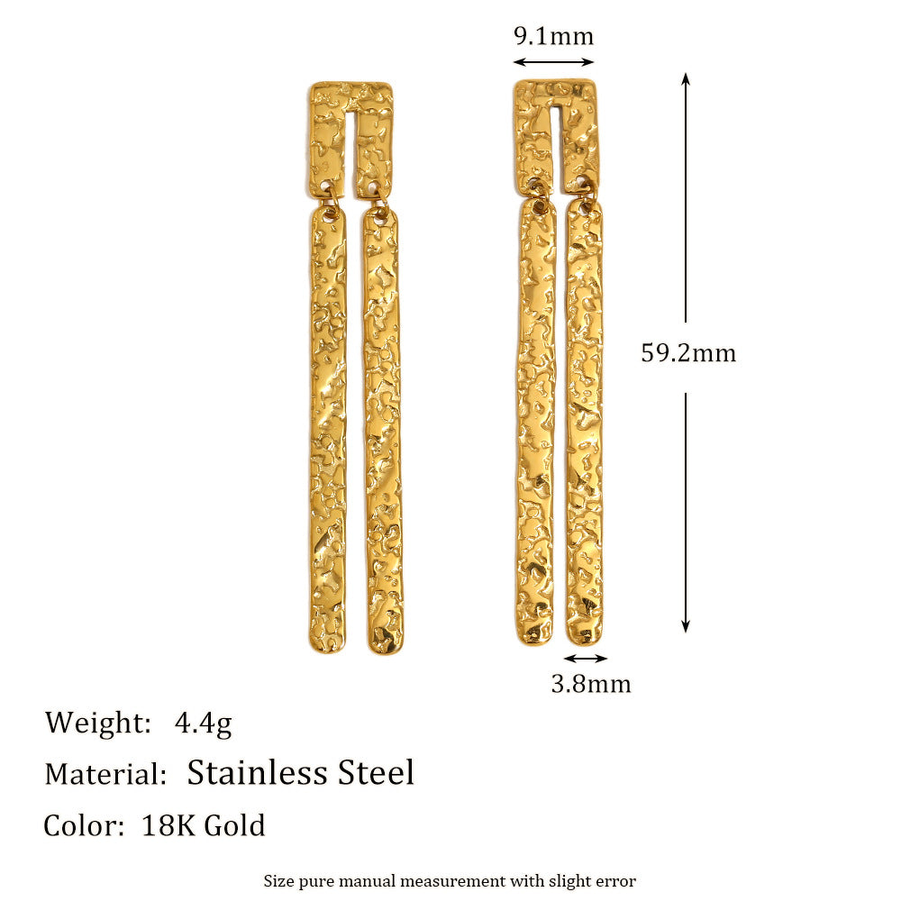 Minimalist Geometric Stainless Steel Ear Studs with 18K Gold Plating for Women