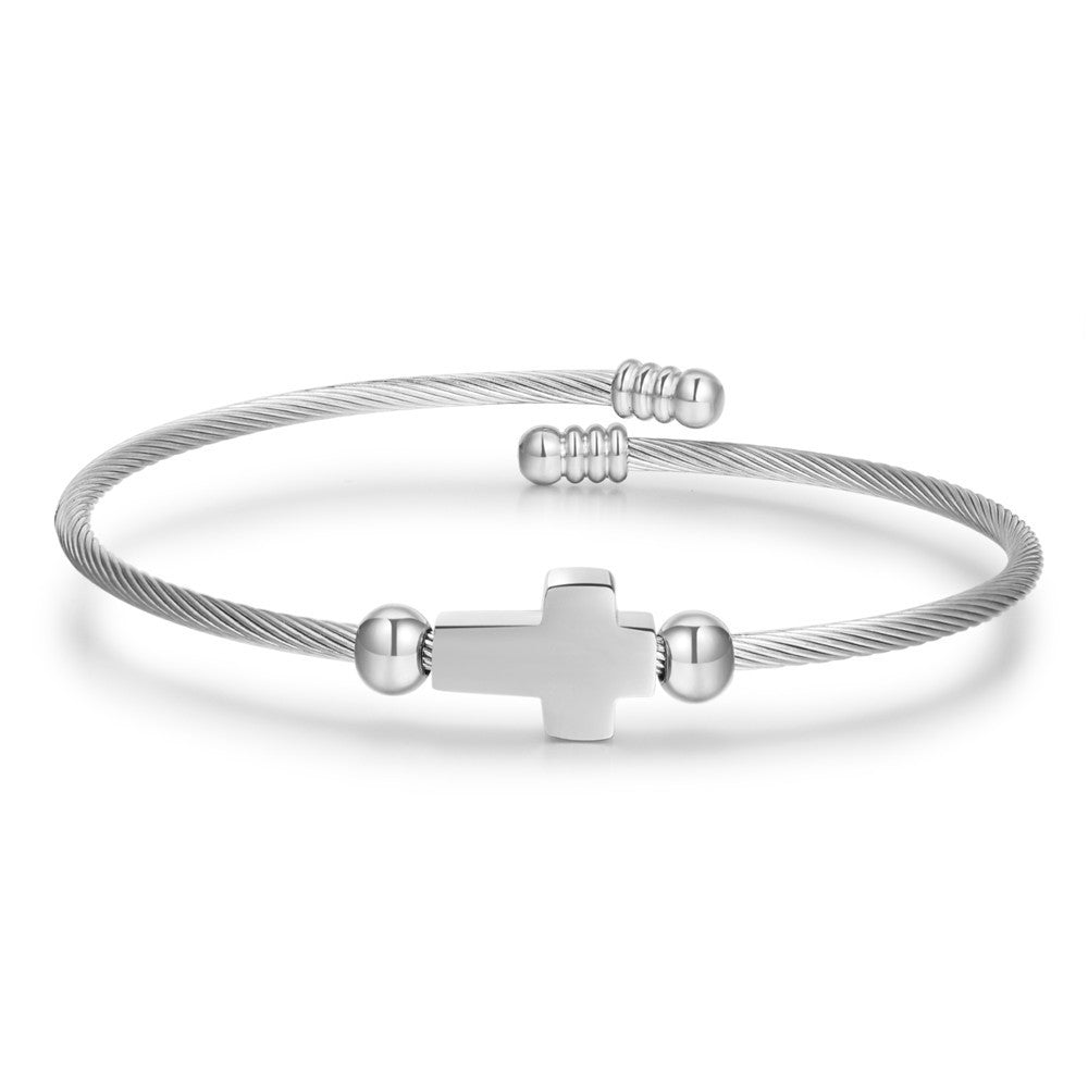 Adjustable Titanium Steel Cross Bracelet Plated Geometric Hand Jewelry