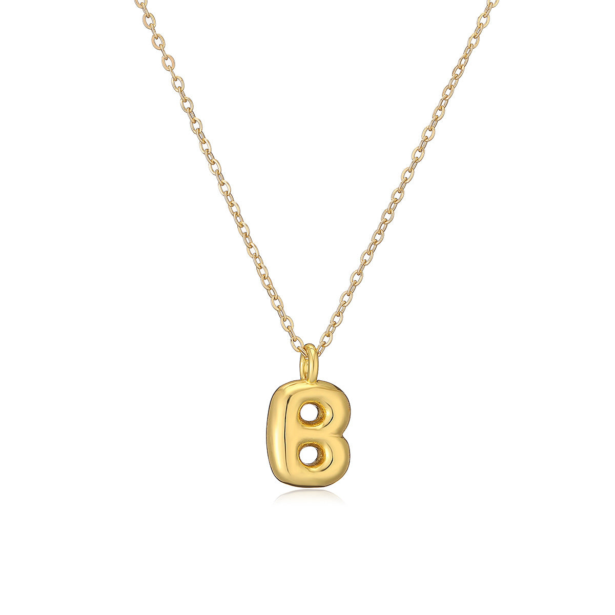 Minimalist Letter-Shaped Copper Pendant Necklace with Real Gold Plating for Women