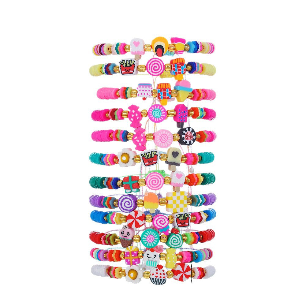 Colorful Geometric Letter Resin Bracelet for Kids Adjustable Friendship Jewelry