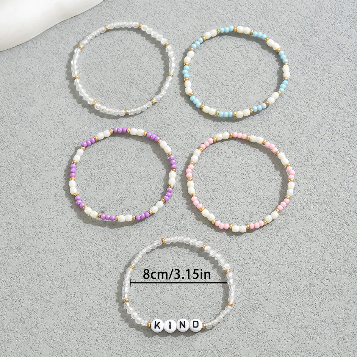 Bracciale da donna minimalista OL con perline e ciondolo a forma di lettera, con perline colorate Miyu dalla forma geometrica
