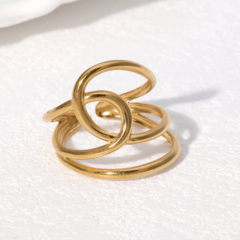 Minimalist Geometric Irregular Open Ring 18K Gold Plated Stainless Steel Fashion Jewelry for Women