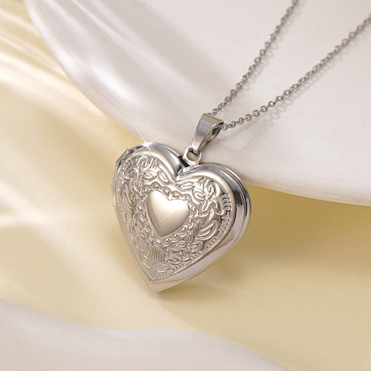 Elegant Stainless Steel Plated Heart Locket Necklace for Women