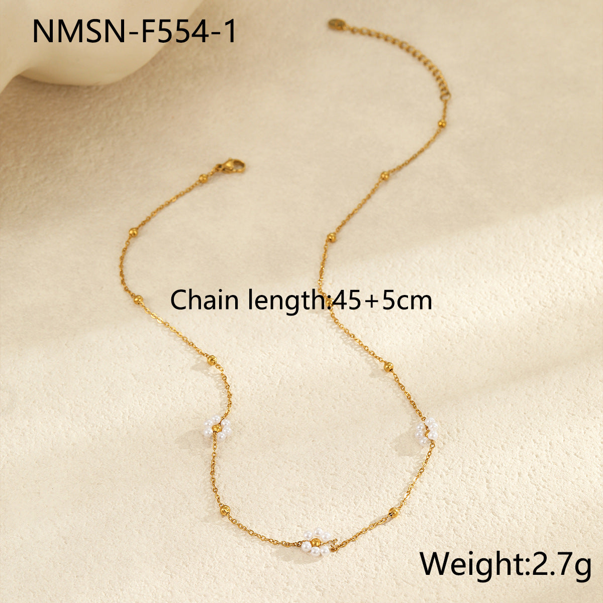 Collana geometrica minimalista da donna in acciaio al titanio con pendente di perla imitazione e finitura galvanica