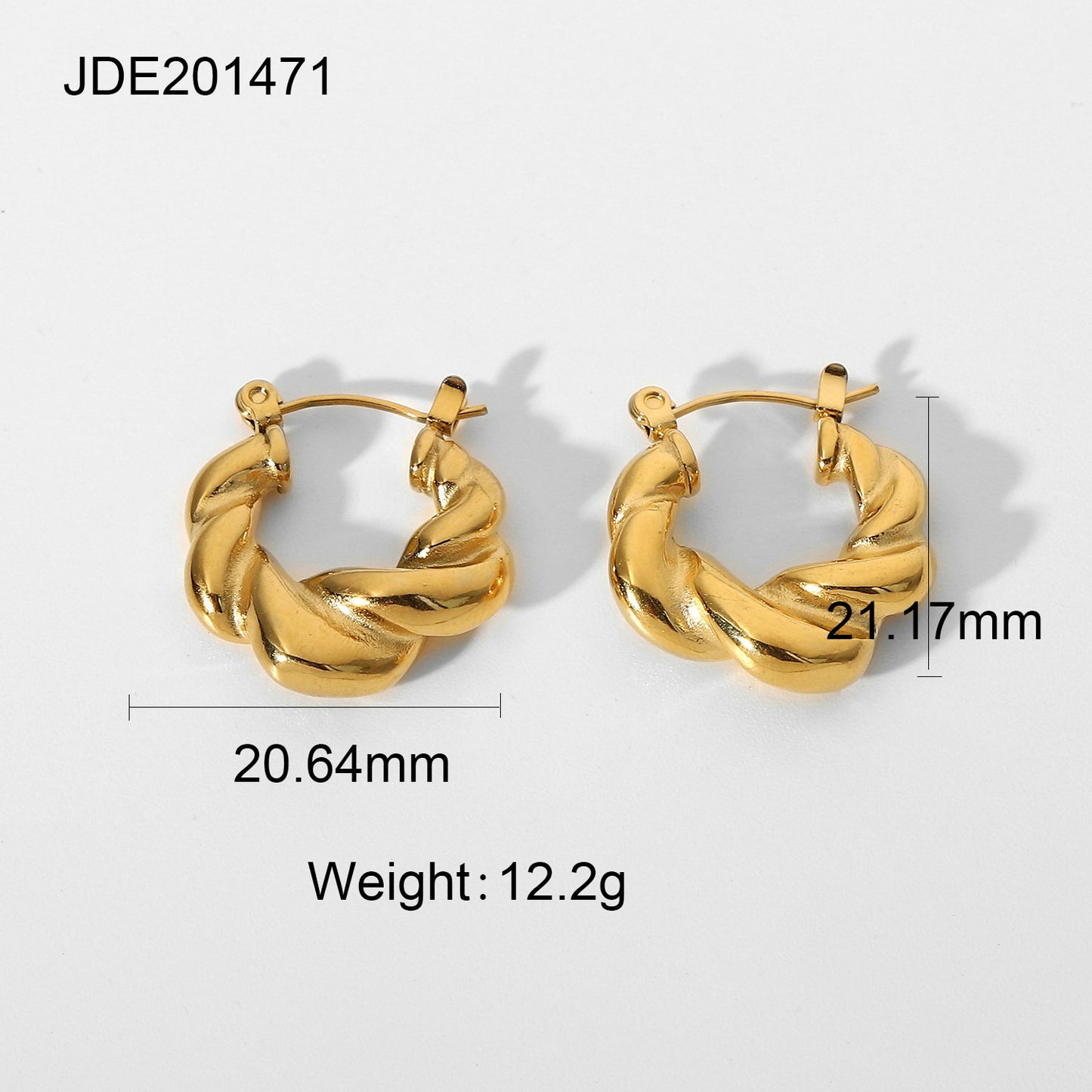 Minimalist Geometric Twisted Croissant-Shaped Gold-Plated Stainless Steel Stud Earrings for Women