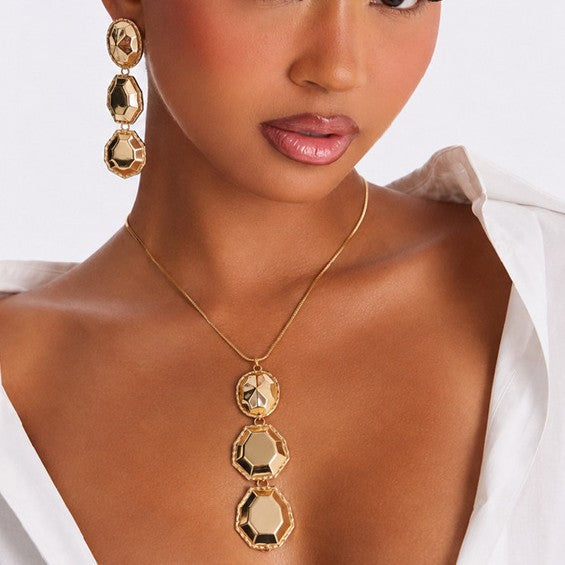 Minimalist Geometric Iron Plated Pendant Necklace Snake Chain Women's Jewelry