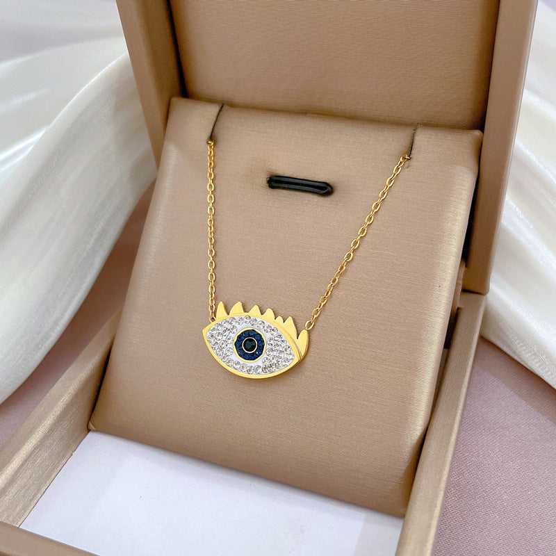 Collana con pendente geometrico minimalista in acciaio al titanio placcato per donna