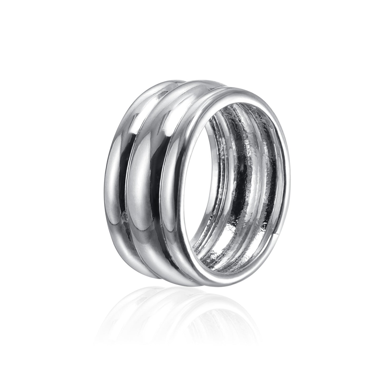 Anillo geométrico ajustable de metal chapado para mujer. Accesorio de moda