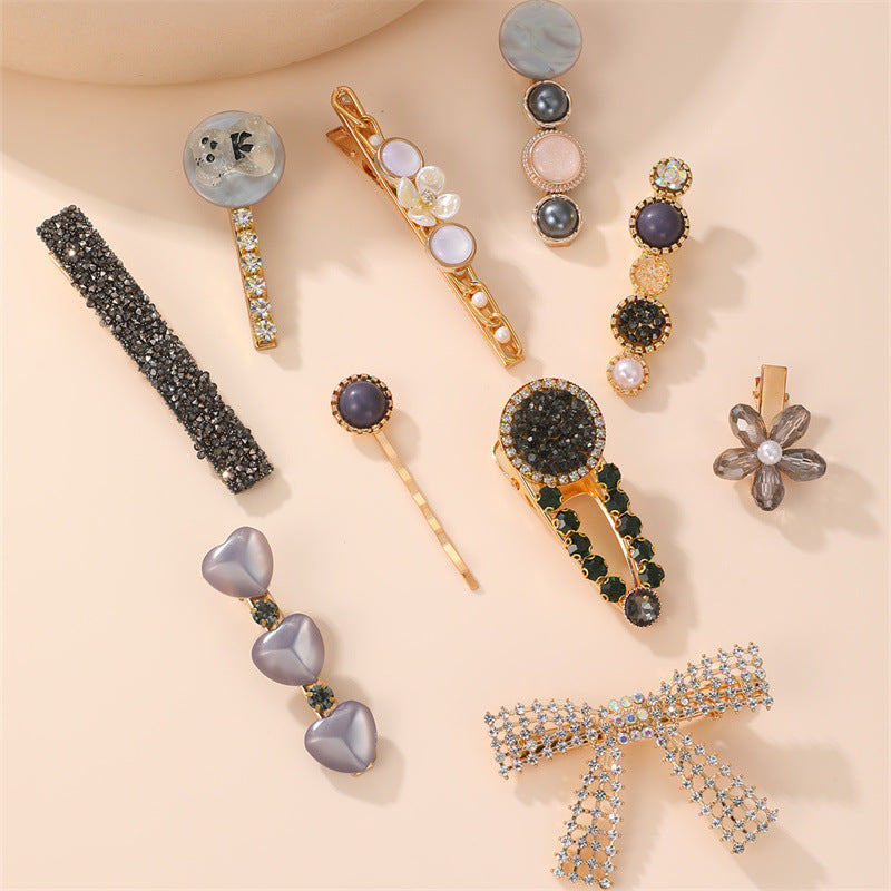 Sweet Heart-Shaped Acrylic Hair Clip with Bow, Floral and Pearl Accents for Kids