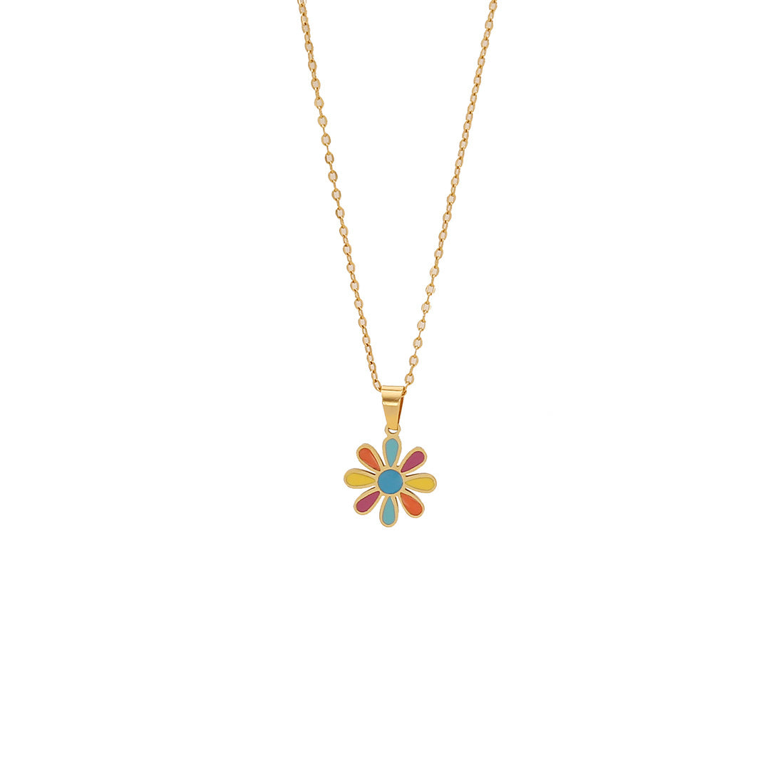 Collana da donna con ciondolo a farfalla e elefante colorati in acciaio inossidabile con smalto