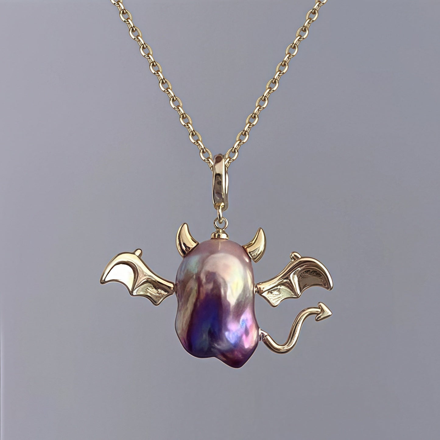 Sweet Heart Star Pearl Pendant Necklace Brass Plated