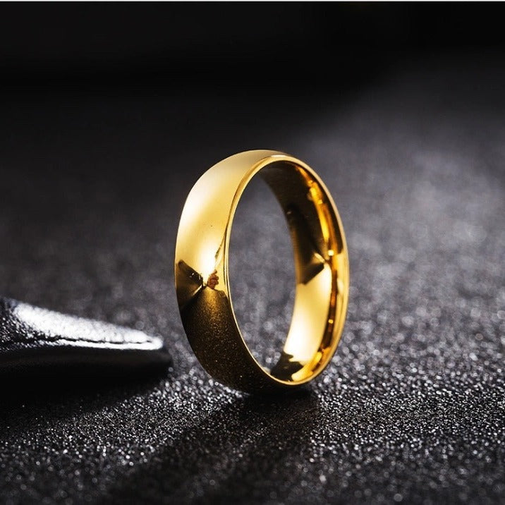 Anello Minimalista Geometrico in Acciaio al Titanio da Donna Placcato Oro 18K, Fascia Leggera di Lusso per Dito Indice