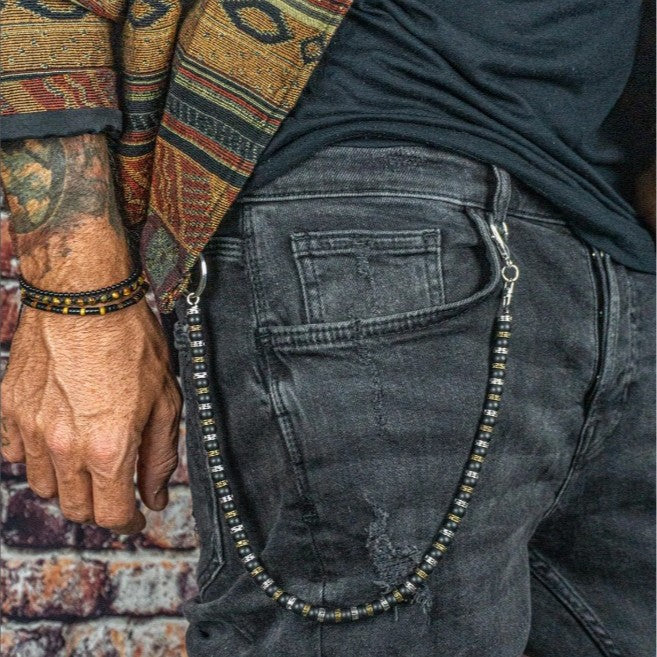 Vintage Punk Bohemian Polished Glass Bead Waist Chain Unisex Belt