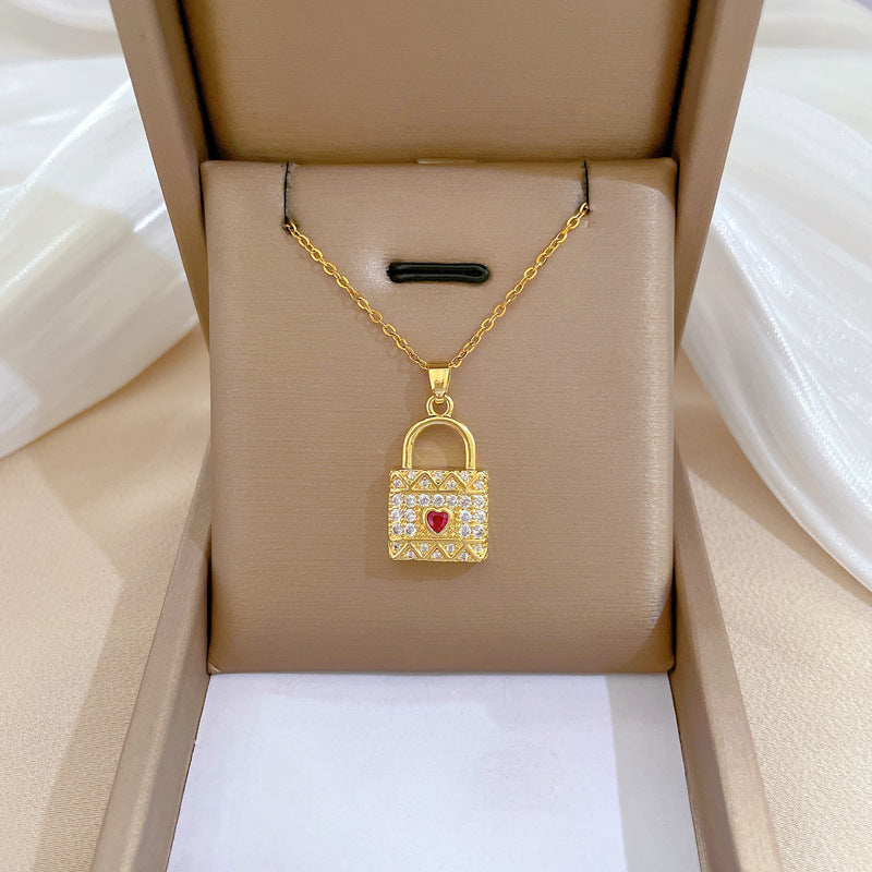 Collar minimalista de acero de titanio con forma de corazón y circonitas cúbicas para mujer y hombre