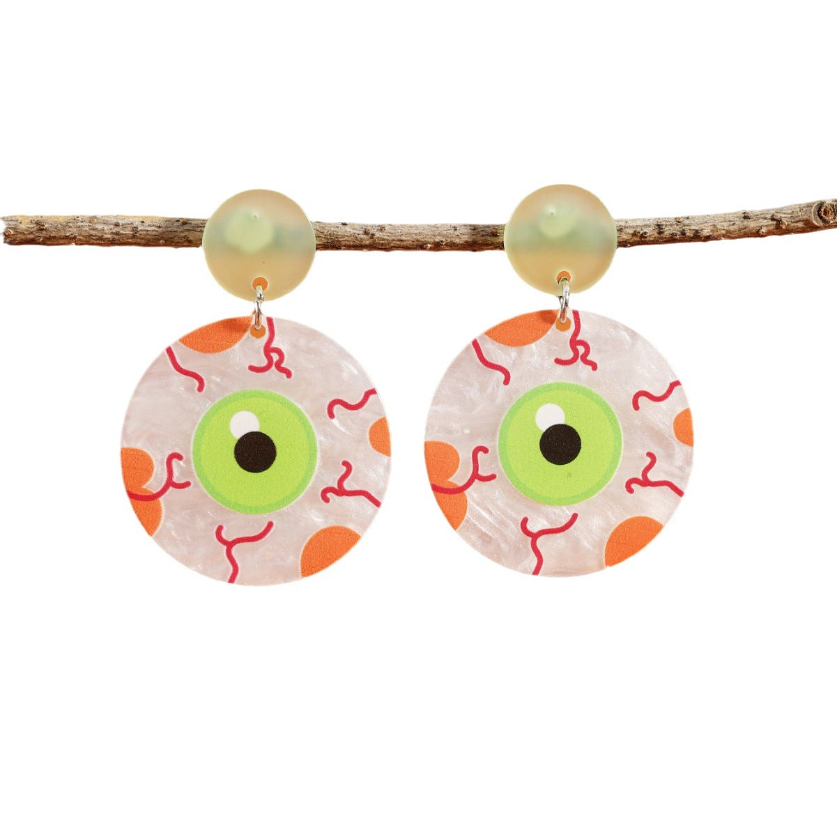 Juego de pendientes de acetato con forma de calavera y calabaza de Halloween para mujer, con postes de acero inoxidable