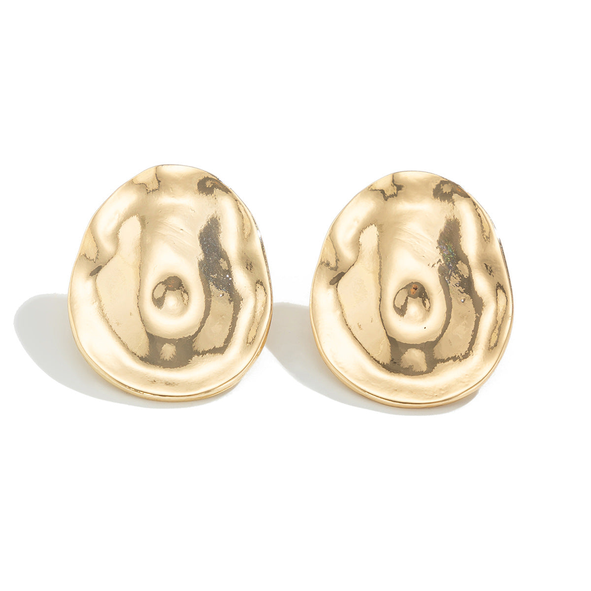 Vintage-Style Geometric Irregular Folded Earrings in Alloy with Electroplated Finish for Women