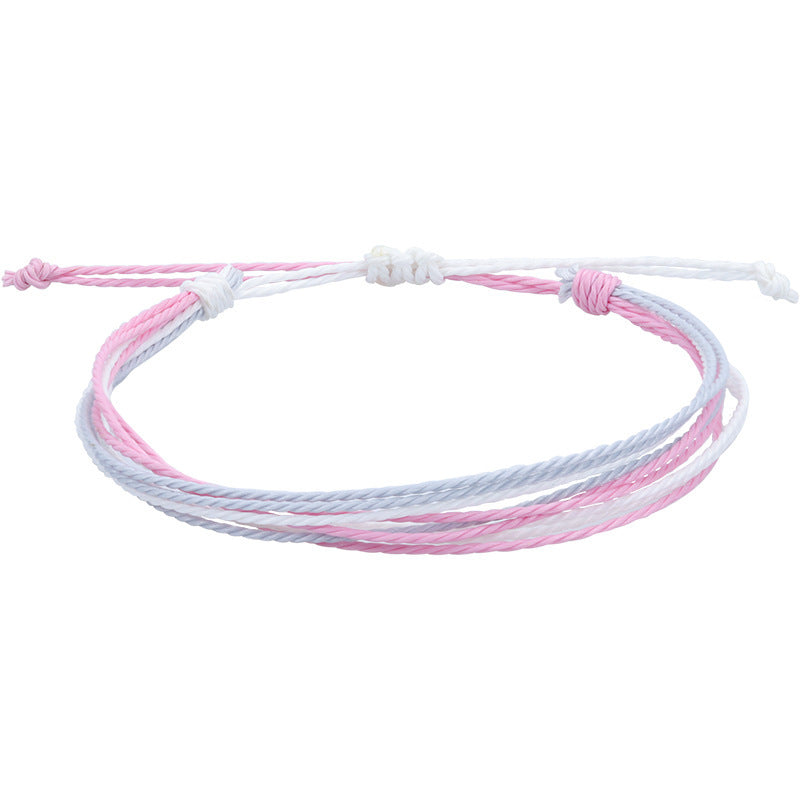 Bohemian Sweet Handmade Braided Wax Cord Bracelet U Shape Unisex Lucky Charm