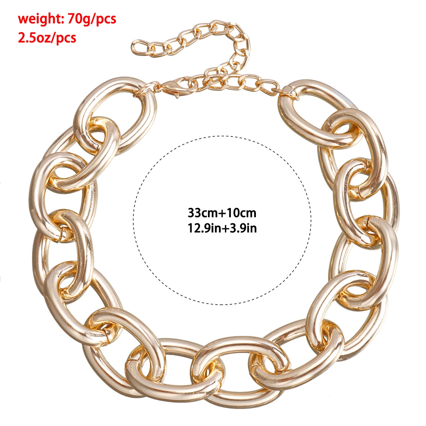 Punk Style Geometric Aluminum Necklace with Electroplated Thick Chain for Women