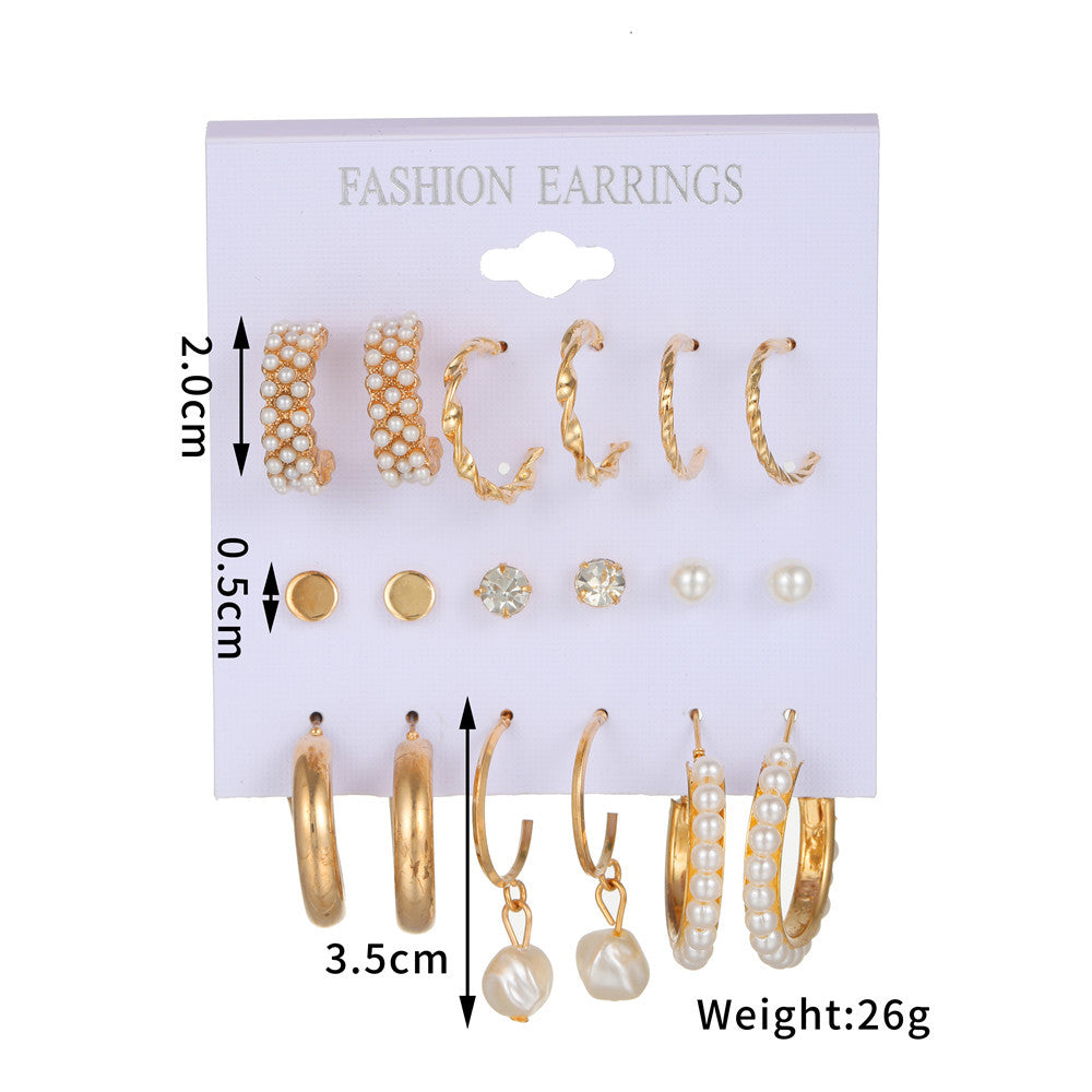 Minimalist Sweet Geometric Round Pearl Plated Stainless Steel Earrings