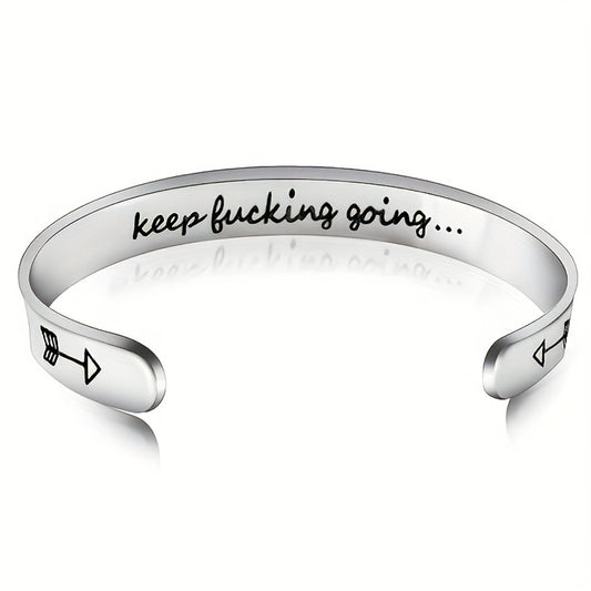 Natural Minimalist C-Shaped Stainless Steel Polished Bracelet with Adjustable Fit