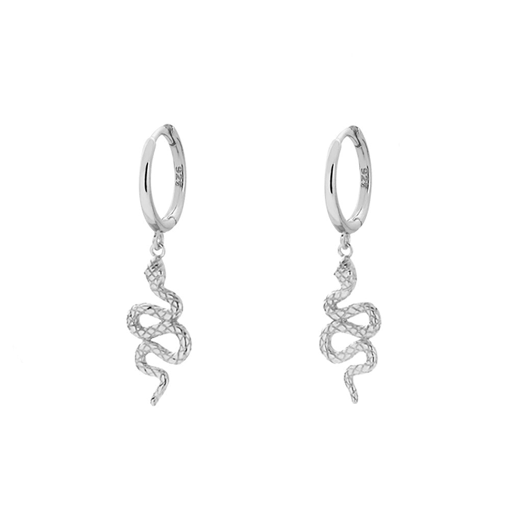 Orecchini a clip creativi a forma di animale in argento sterling S925 con intarsio di strass e finitura smaltata, unisex