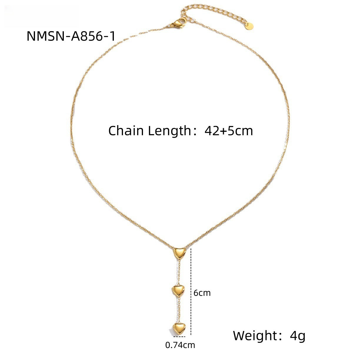 Fashionable Stainless Steel Heart Pendant Necklace with Tassel Detail for Women, Electroplated Luxe Clavicle Chain