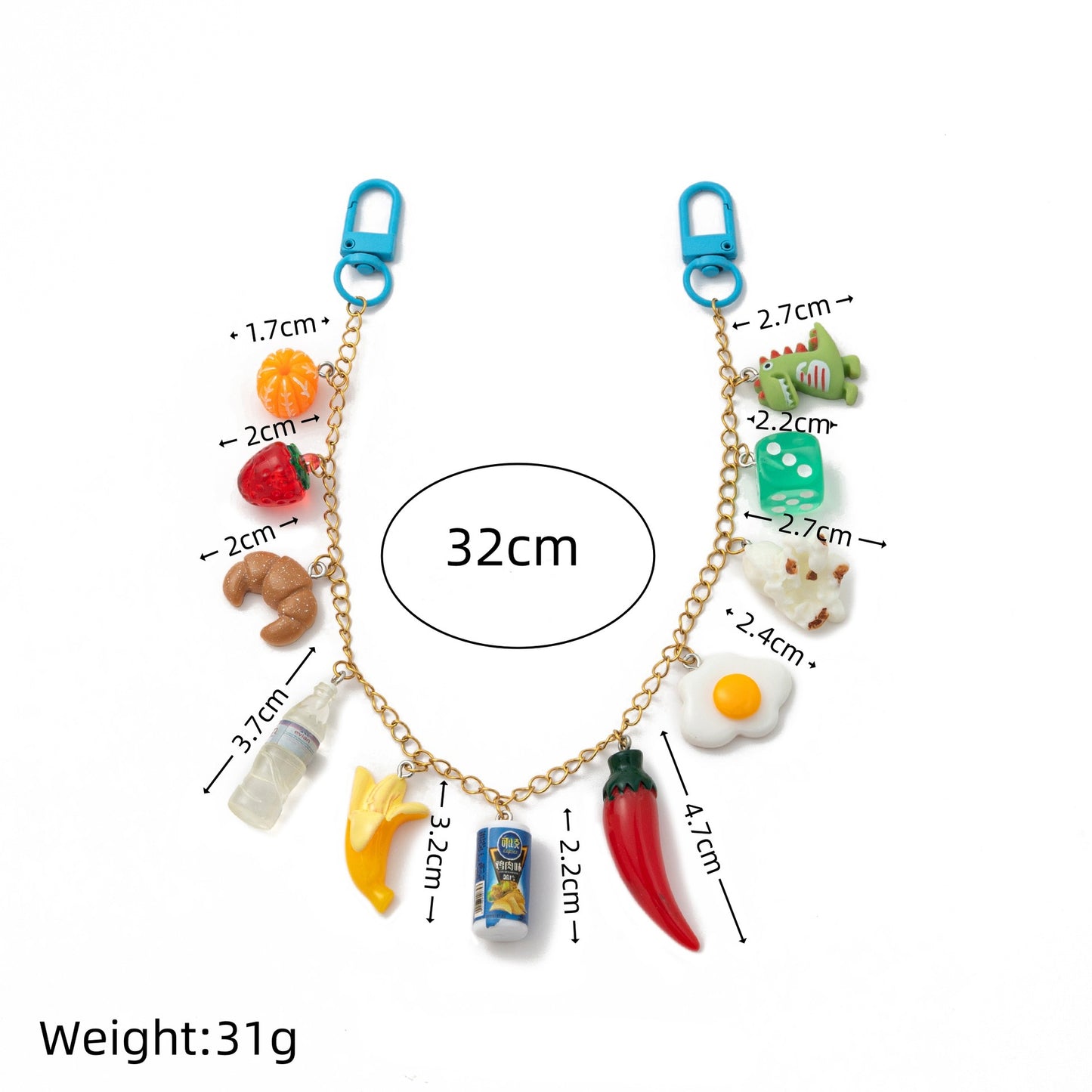Colorful Fruit Pattern Resin Plated Charm Bar for Bag